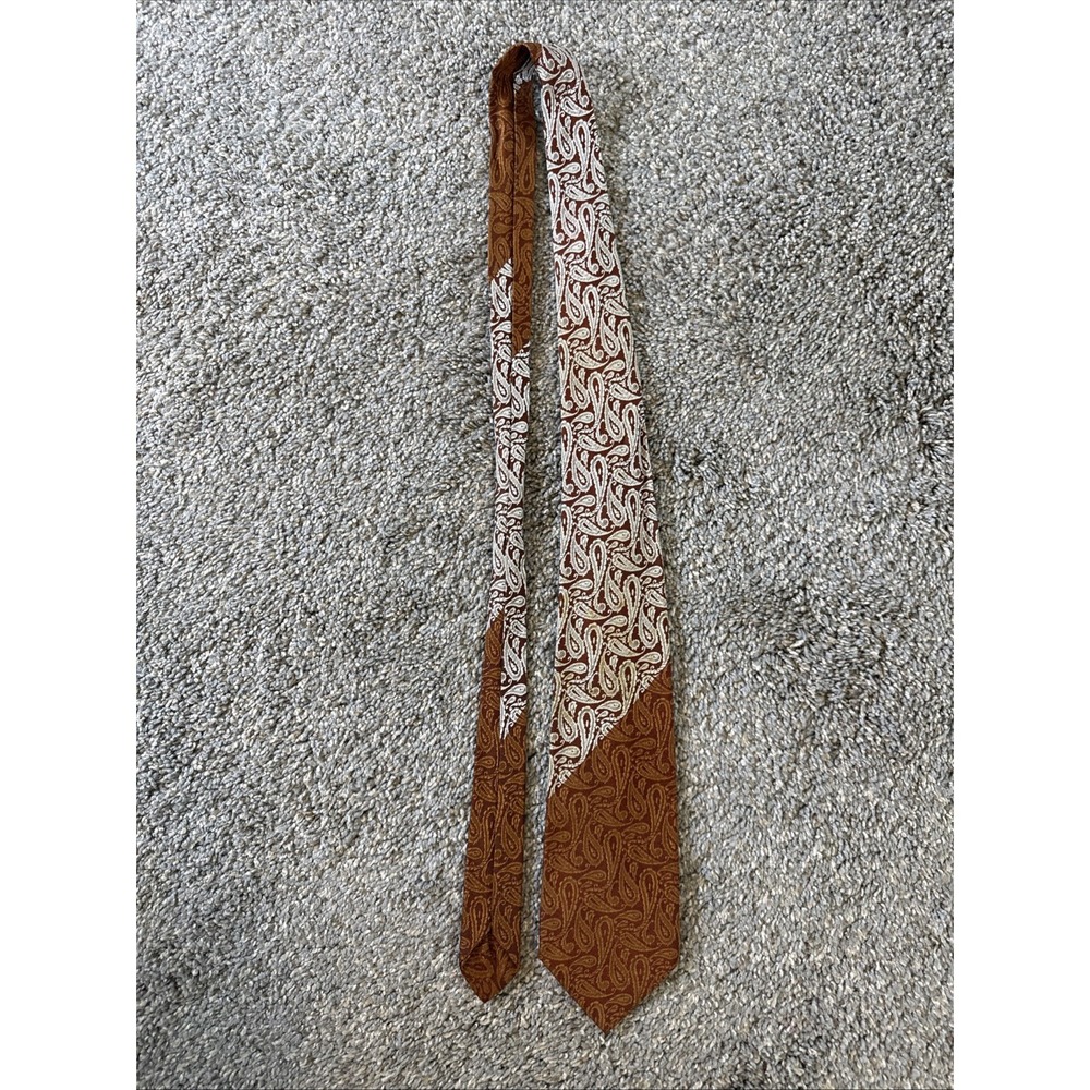 Rhodia Orange/Cream Paisley Pattern Tie‎ Made In Italy